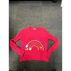 Kids Rainbow Pom Pom Knit Sweater Design Hot Pink 12 girls